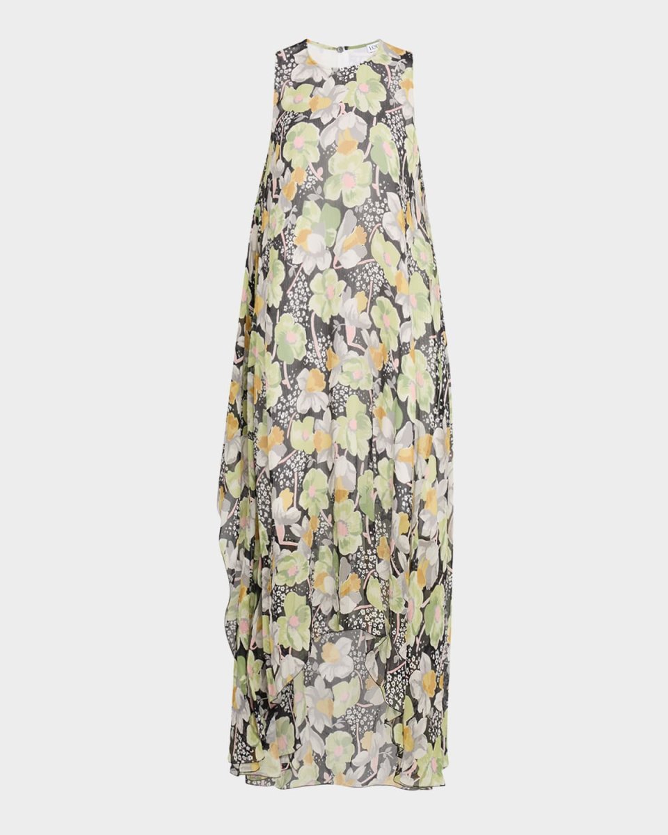 Flower Chiffon High-Low Dress
